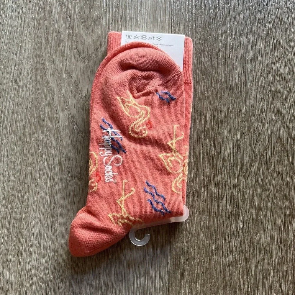 Happy Socks Crew Womens 5.5-9.5 Flamingo Mens 4.5-7.5 Funky Socks NWT